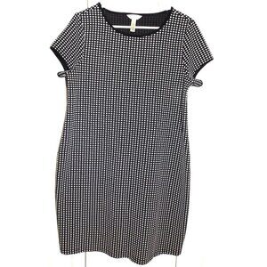 Three Seasons Maternity L Black White Check Short Sleeve Dress